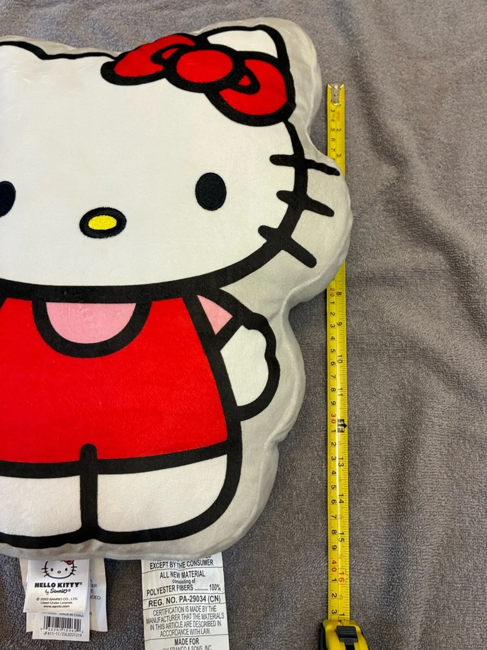 Hello Kitty White Plush with Red Outfit and Bow pillow